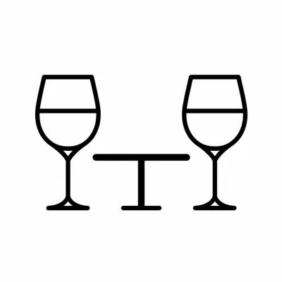 Ícono de una cita con dos copas